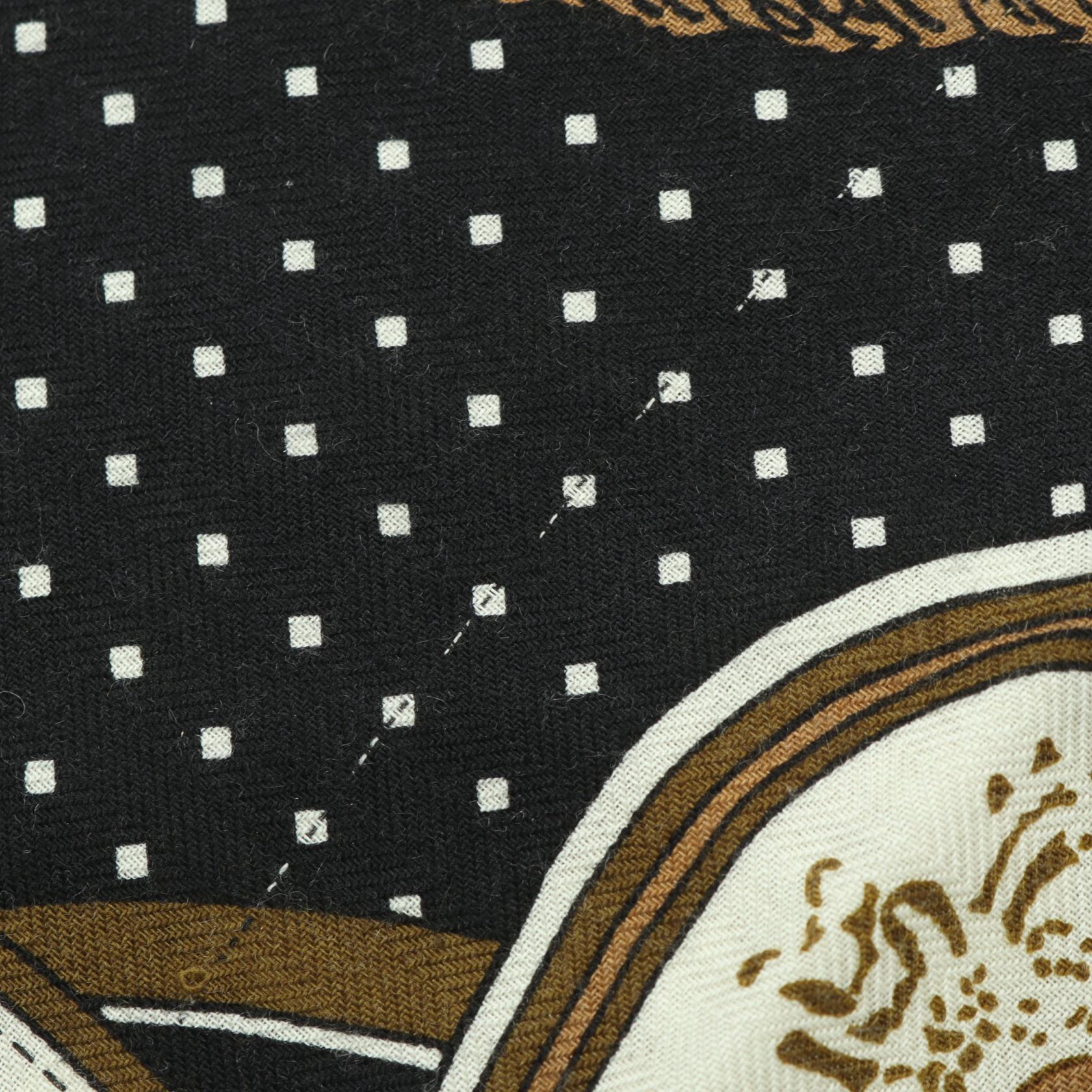 エルメス カレジェアン140 HARNAIS DE COUR Bandana シルクカシミヤスカーフ