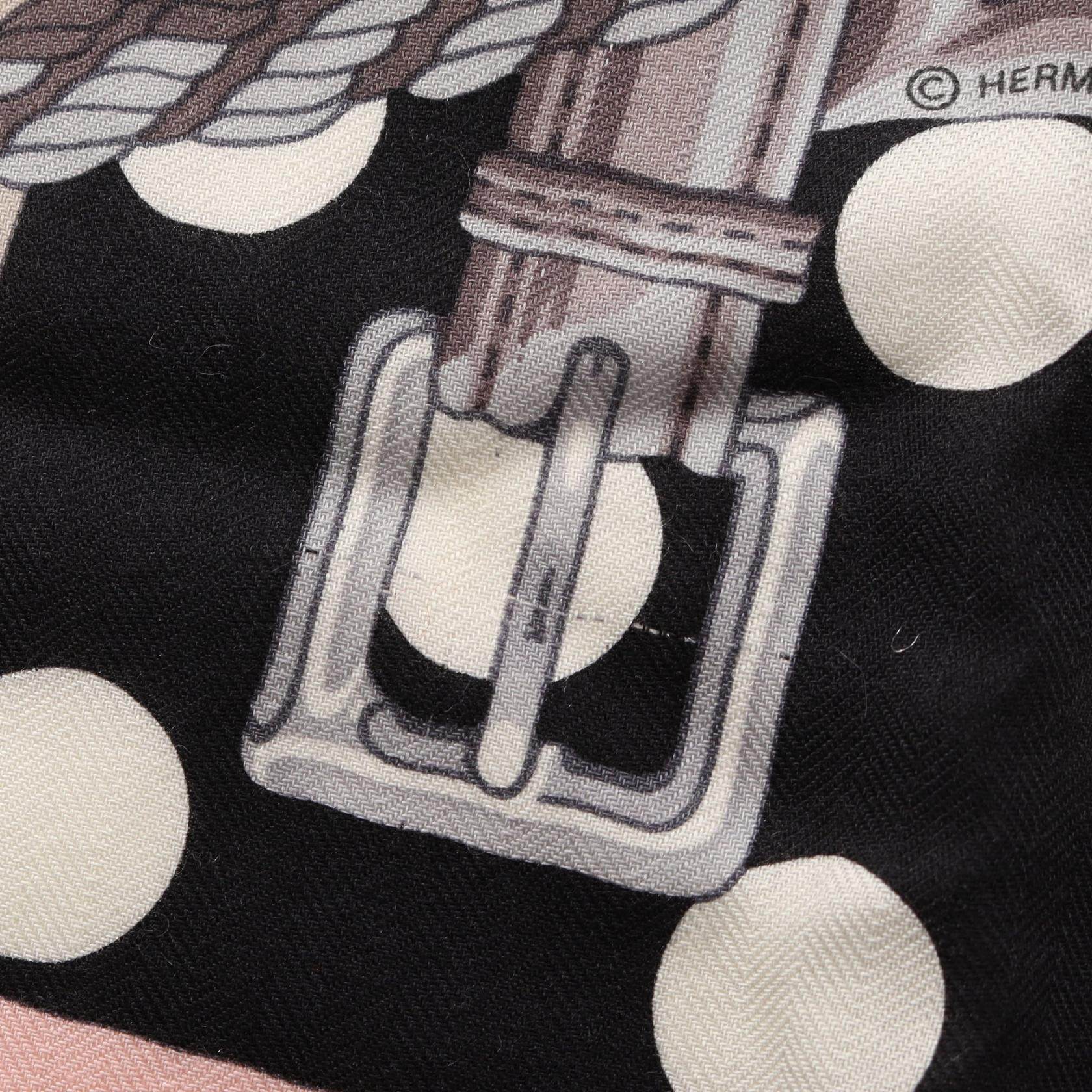 エルメス カレ140 Clic Clac a Pois シルクカシミヤスカーフ