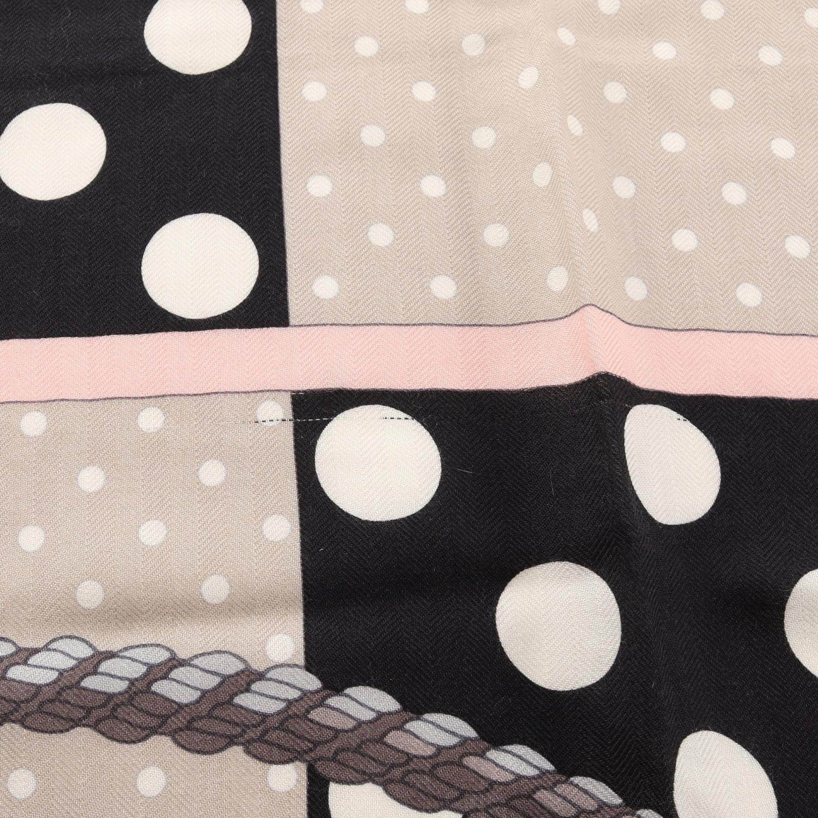 エルメス カレ140 Clic Clac a Pois シルクカシミヤスカーフ