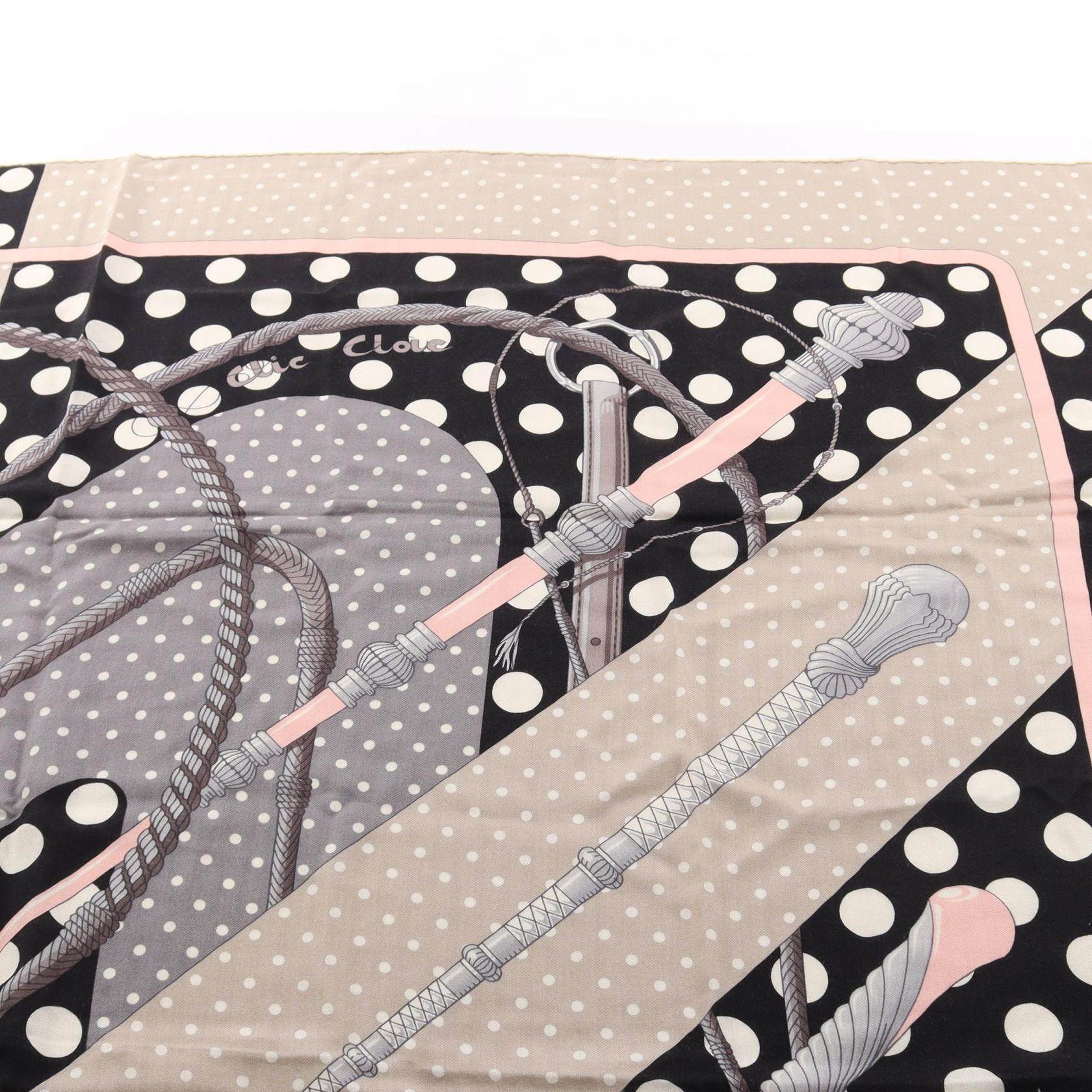 エルメス カレ140 Clic Clac a Pois シルクカシミヤスカーフ