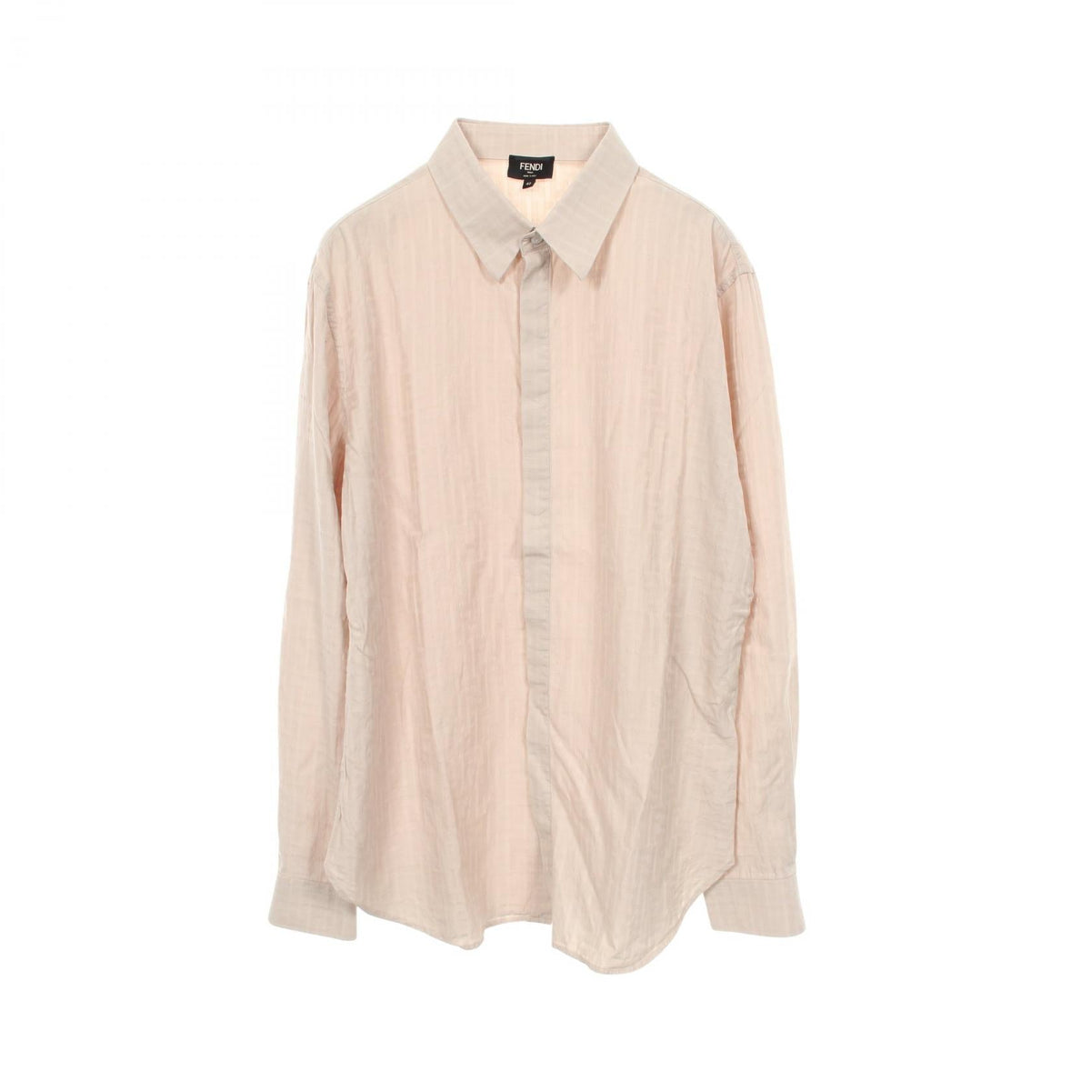 Fendi FENDI Men’s Beige Cotton Zucca FF Monogram Long-Sleeve Top (Pre-Owned) Textile Tops
