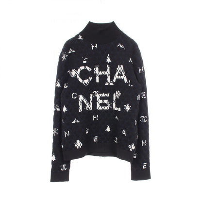 シャネル ロゴ チェック カシミヤ ウール ハイネックニット