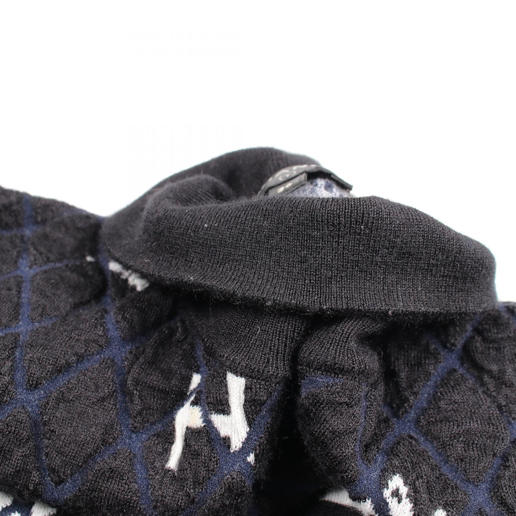 シャネル ロゴ チェック カシミヤ ウール ハイネックニット
