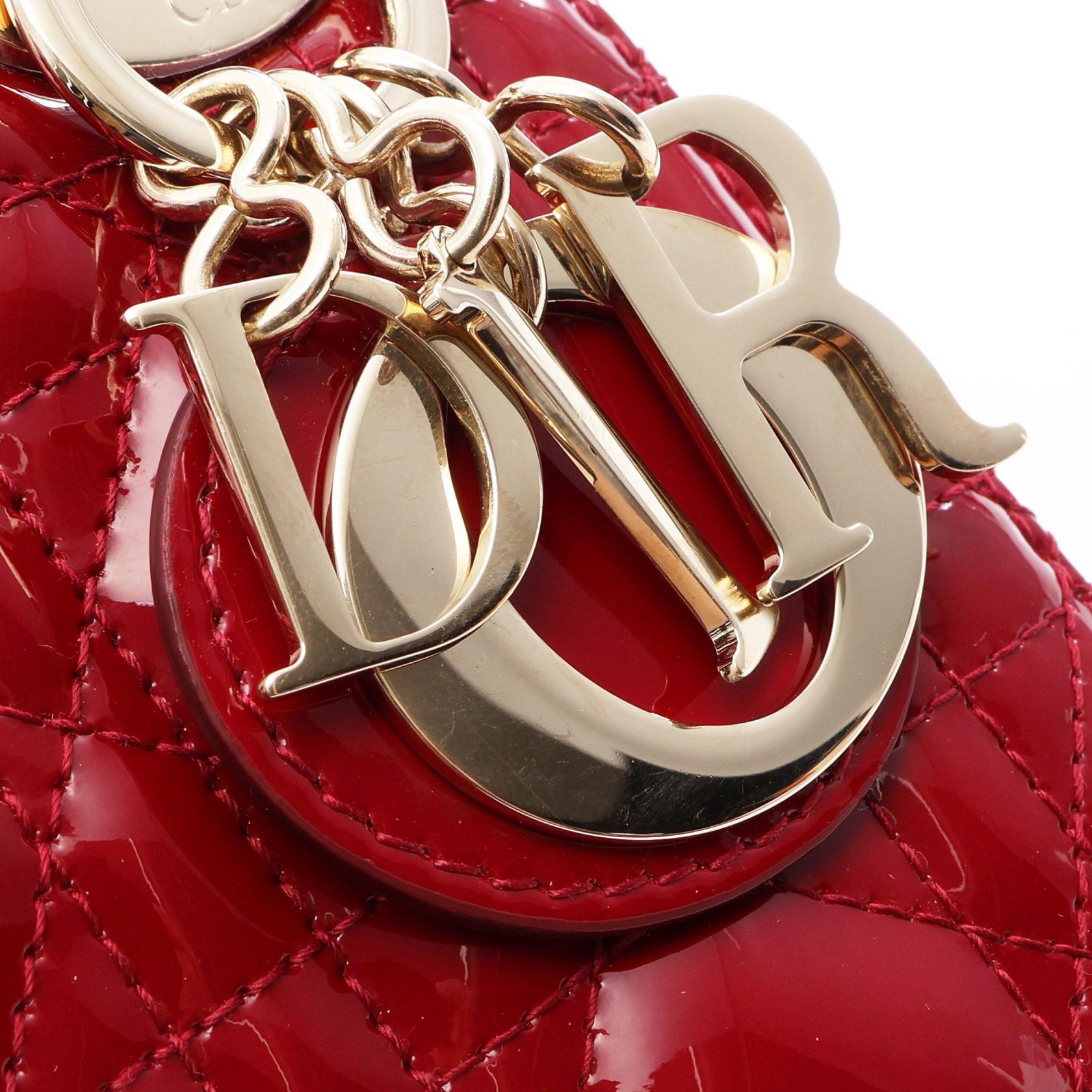 ディオール レディディオール カナージュ パテントレザー2wayハンドバッグ