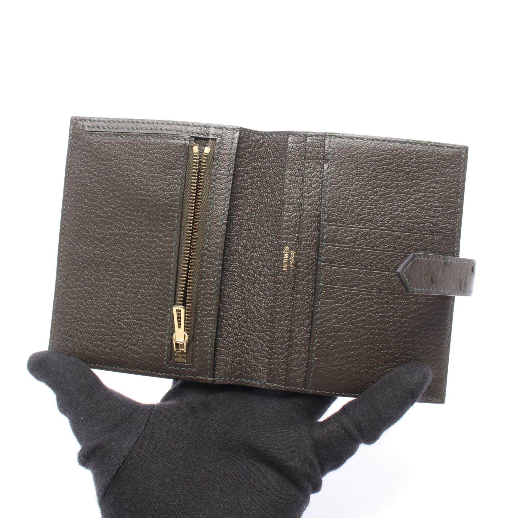 エルメス ベアンコンパクト オーストリッチ 二つ折り財布