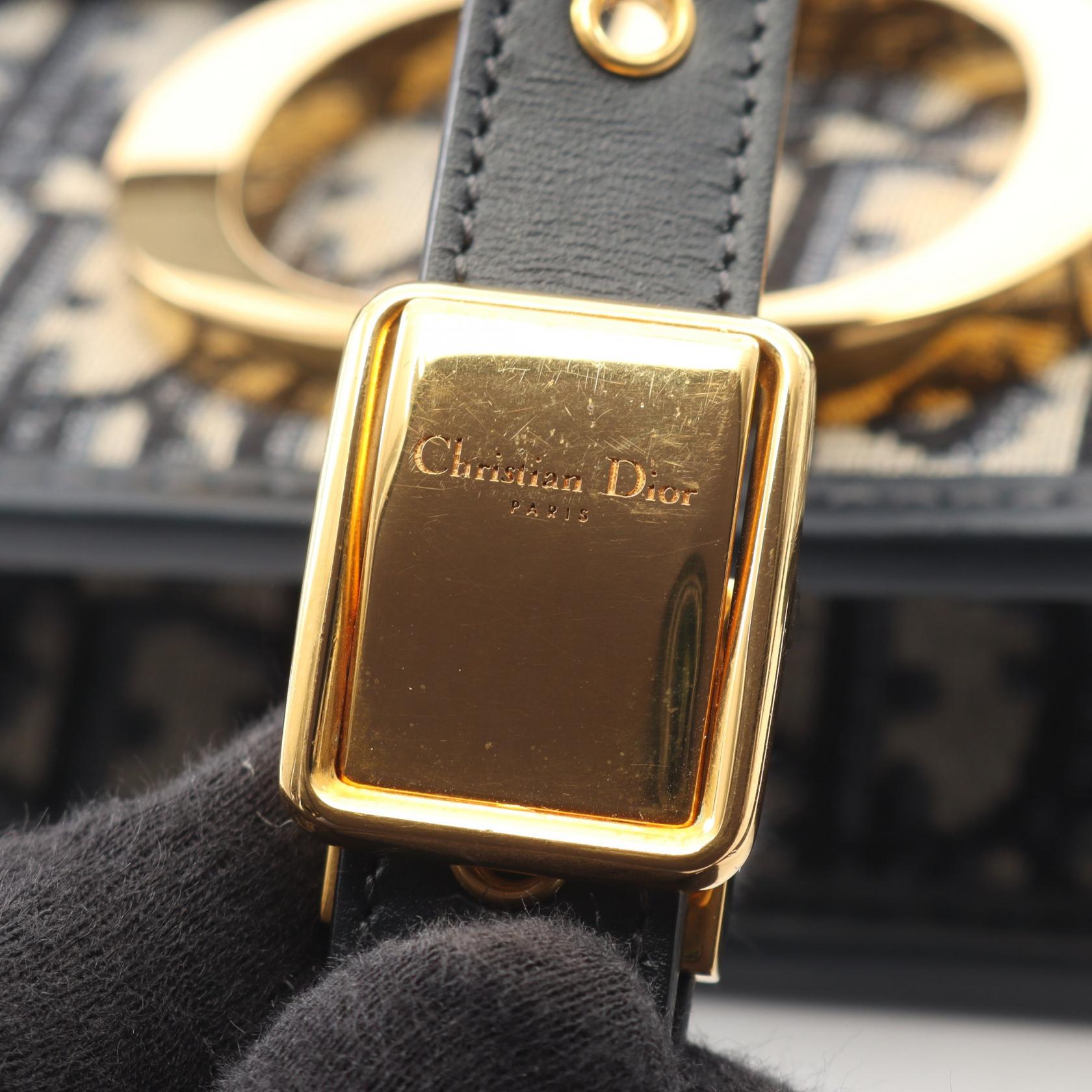 ディオール 30 MONTAIGNE オブリーク ジャカード キャンバス レザー ショルダーバッグ