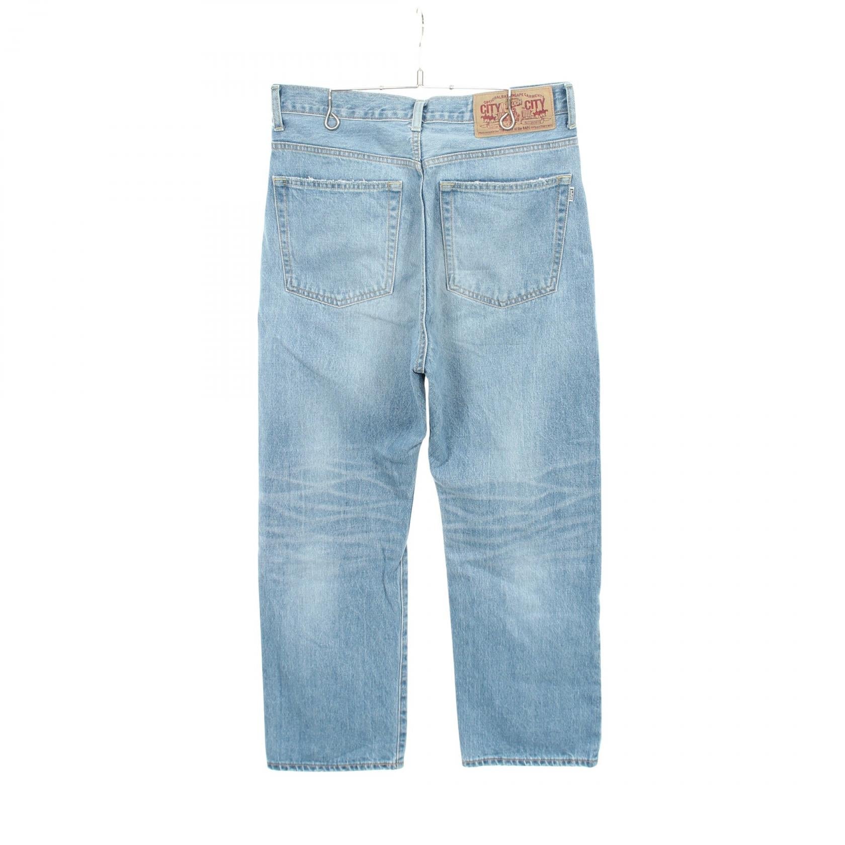 アベイシングエイプ Shark Loose Fit コットンデニムパンツ