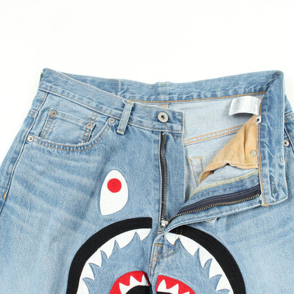 アベイシングエイプ Shark Loose Fit コットンデニムパンツ