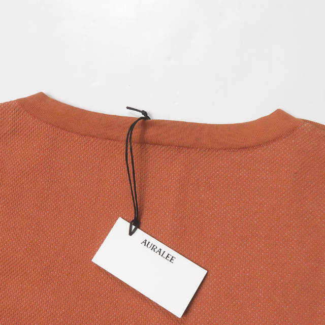 オーラリー GIZA BIRDS EYE DOUBLE FACE BOAT NECK ニットトップス