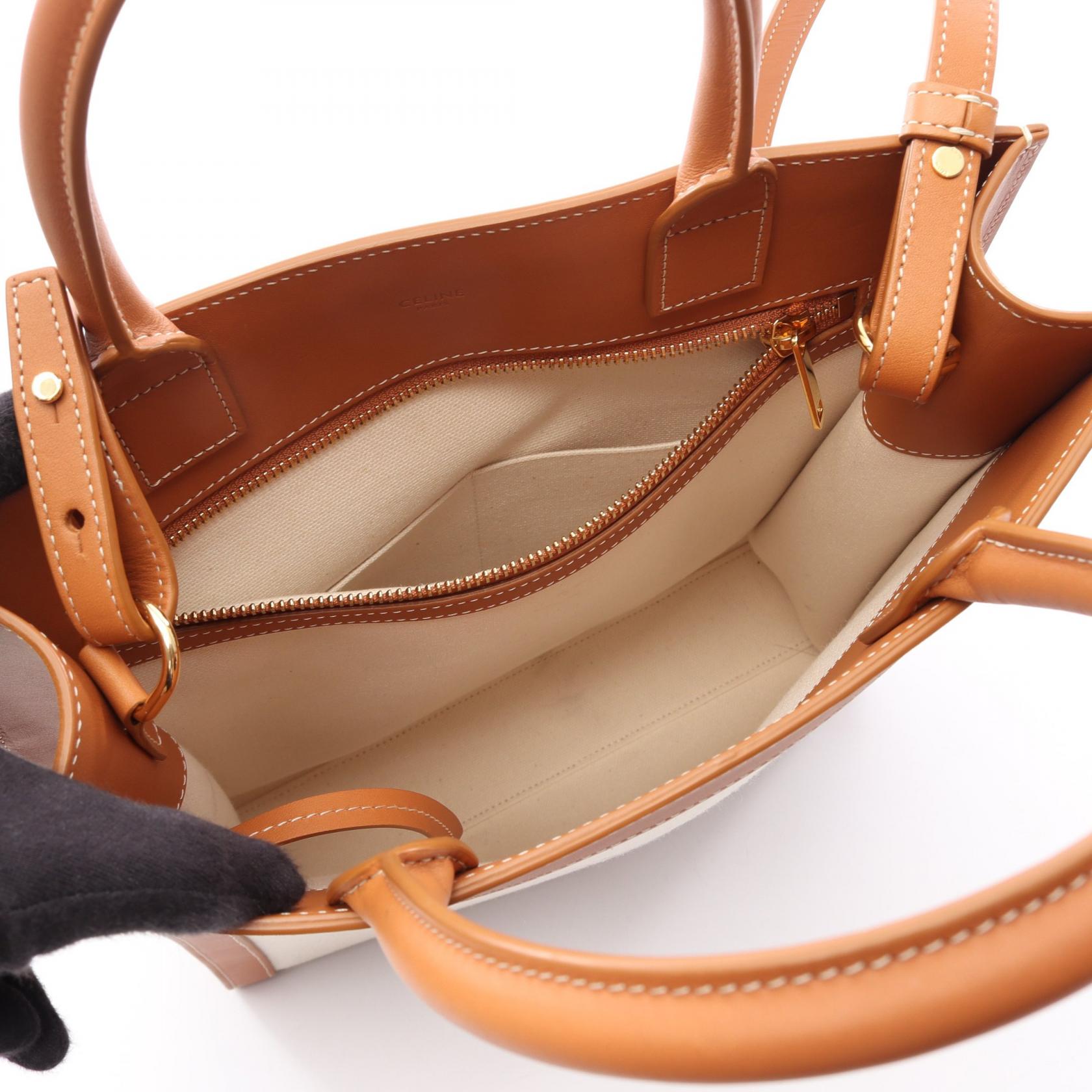 セリーヌ スモール バーティカル カバ トリオンフ キャンバス レザー 2wayトートバッグ