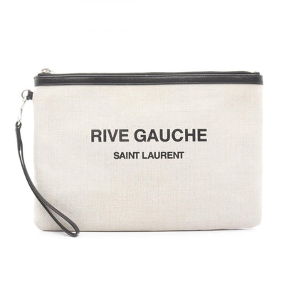 イヴサンローラン RIVE GAUCHE キャンバスレザークラッチバッグ