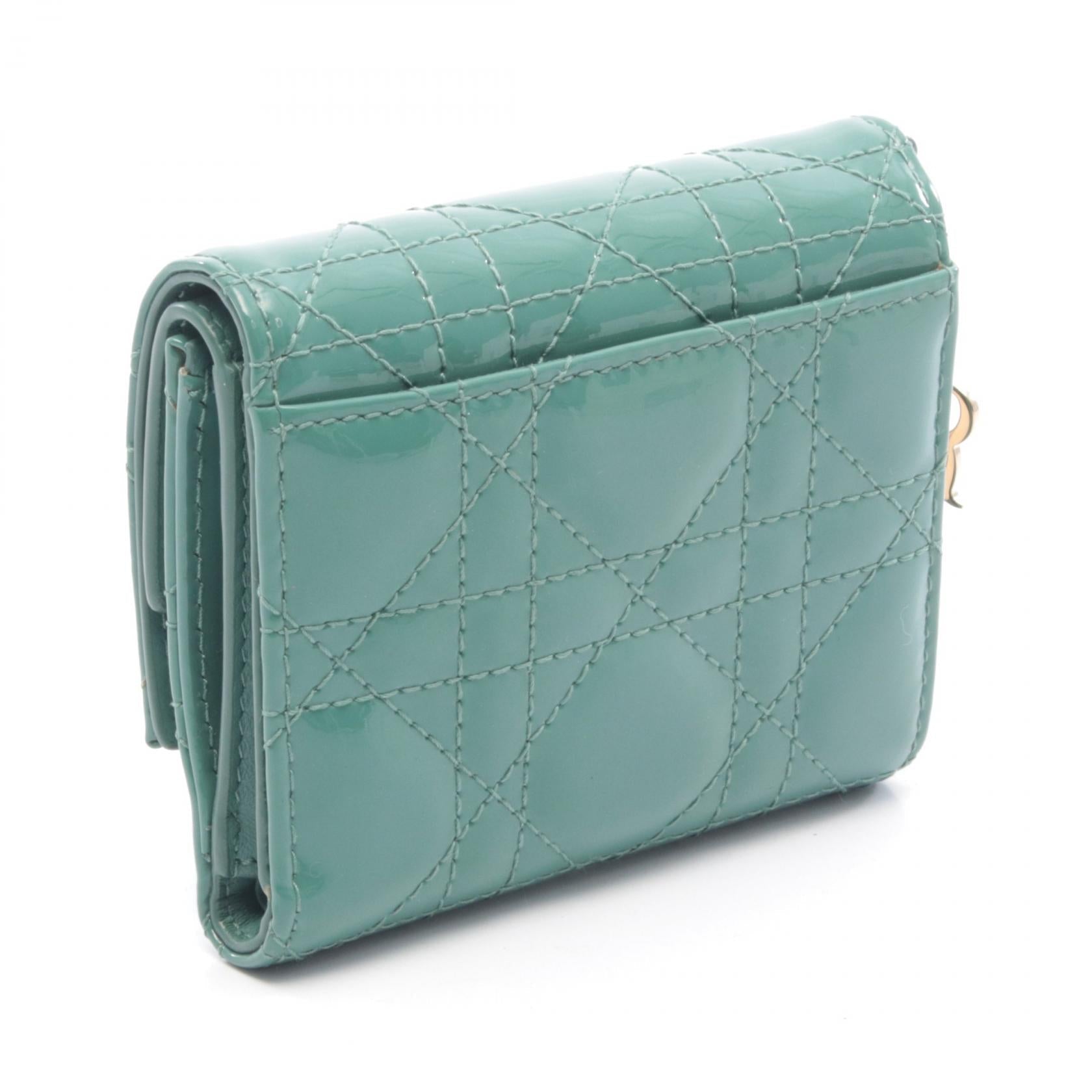 ディオール LADY DIOR パテントレザー三つ折り財布