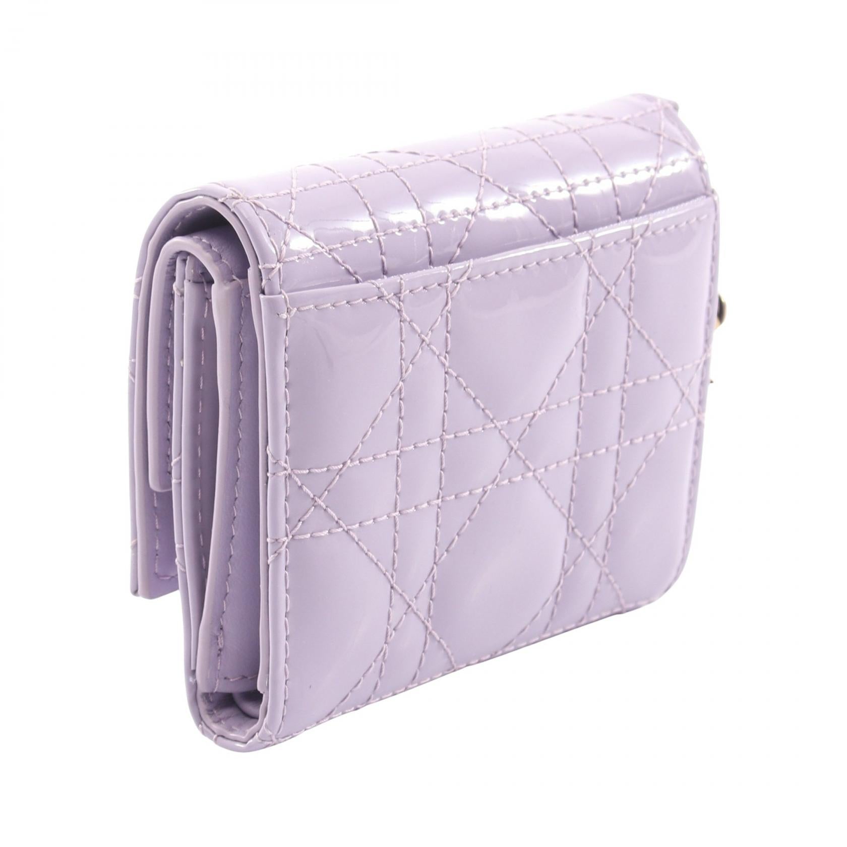 ディオール LADY DIOR パテントレザー三つ折り財布