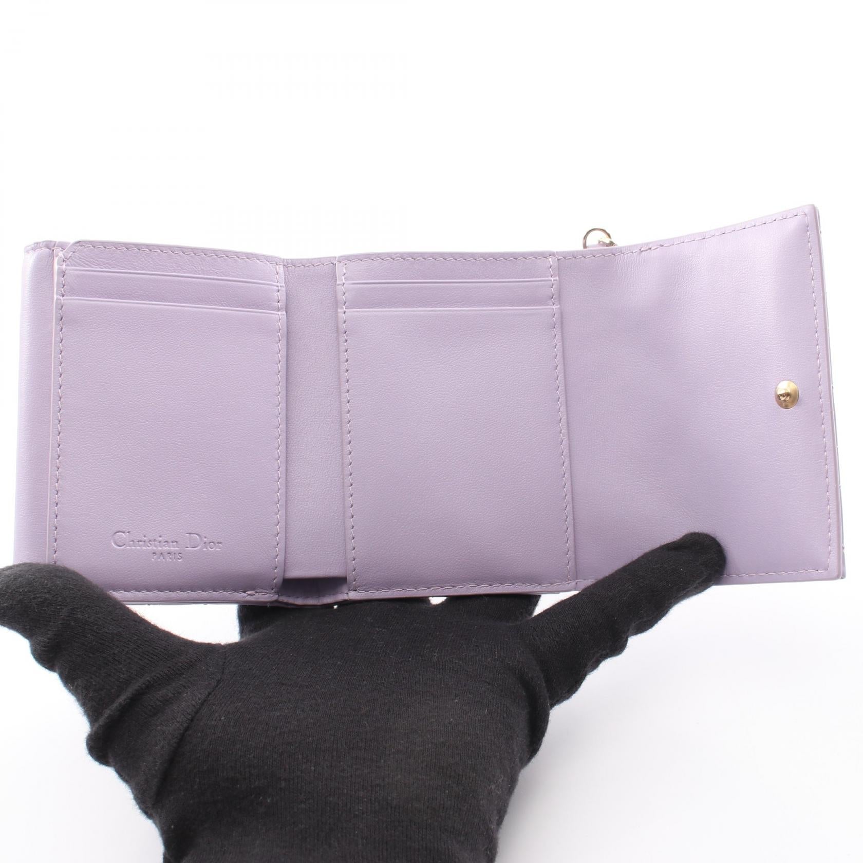 ディオール LADY DIOR パテントレザー三つ折り財布