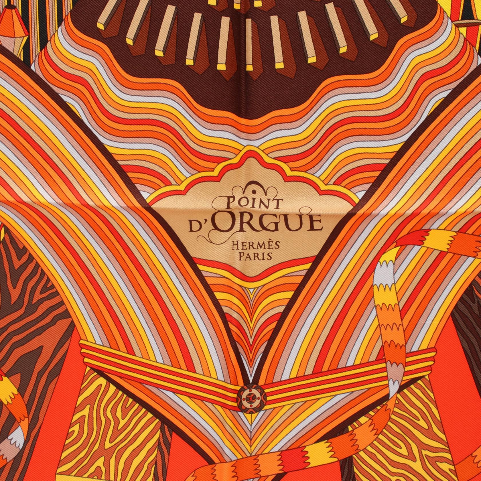 エルメス カレ90 POINT D ORGUE シルクスカーフ