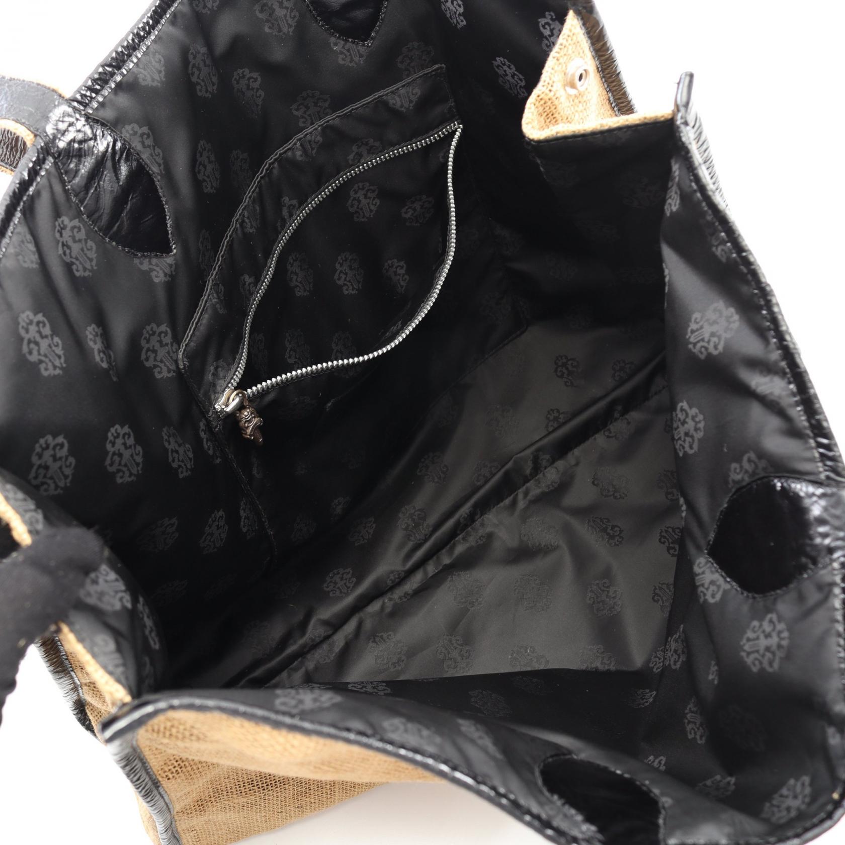 クロムハーツ HORSESHOE BEACH BAG レザー ファブリックトートバッグ