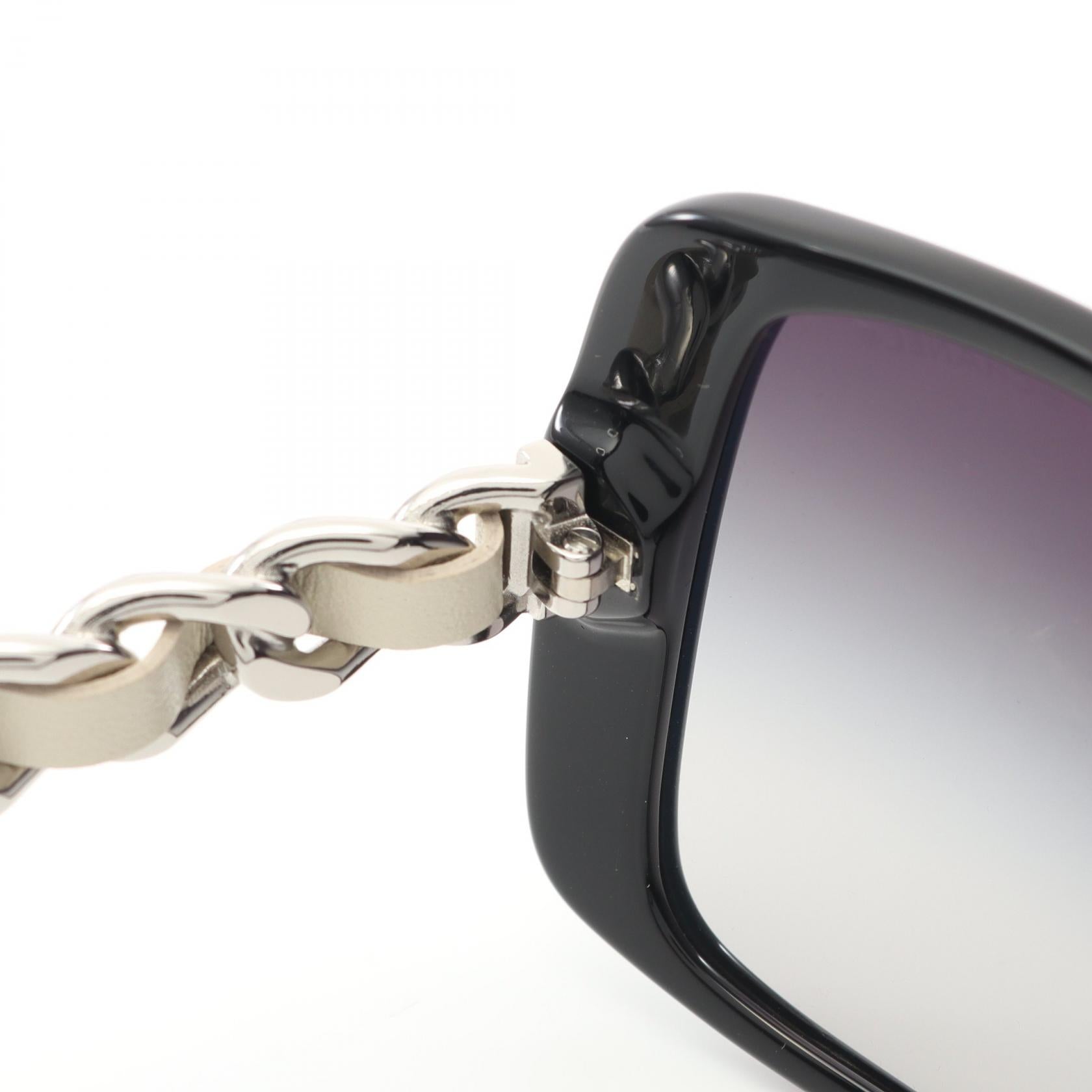 シャネル ココマーク チェーン レザー サングラス