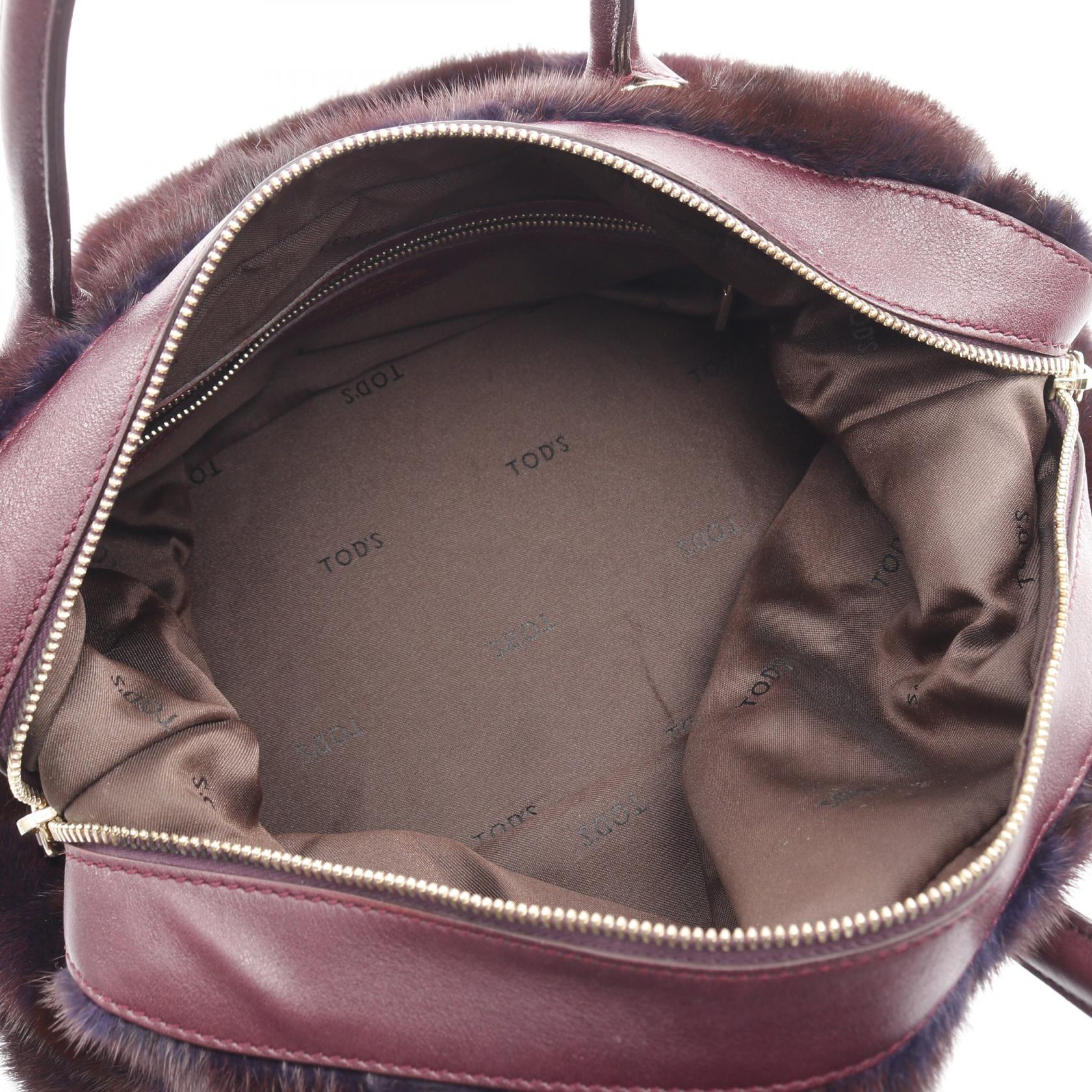 トッズ レザー ファー 2ウェイ ハンドバッグ