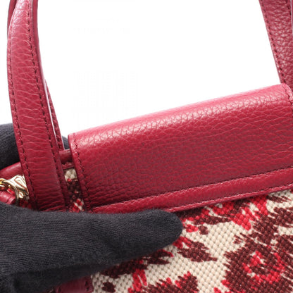 サルヴァトーレ フェラガモ ダブル ガンチーニ キャンバス レザー 2way ハンドバッグ