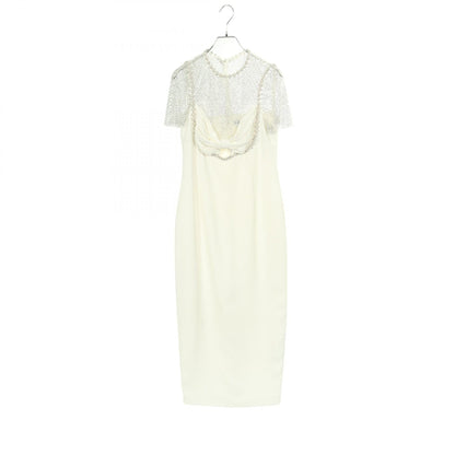 セルフポートレイト WHITE CRAPE DIAMANTE MIDI DRESS ワンピース