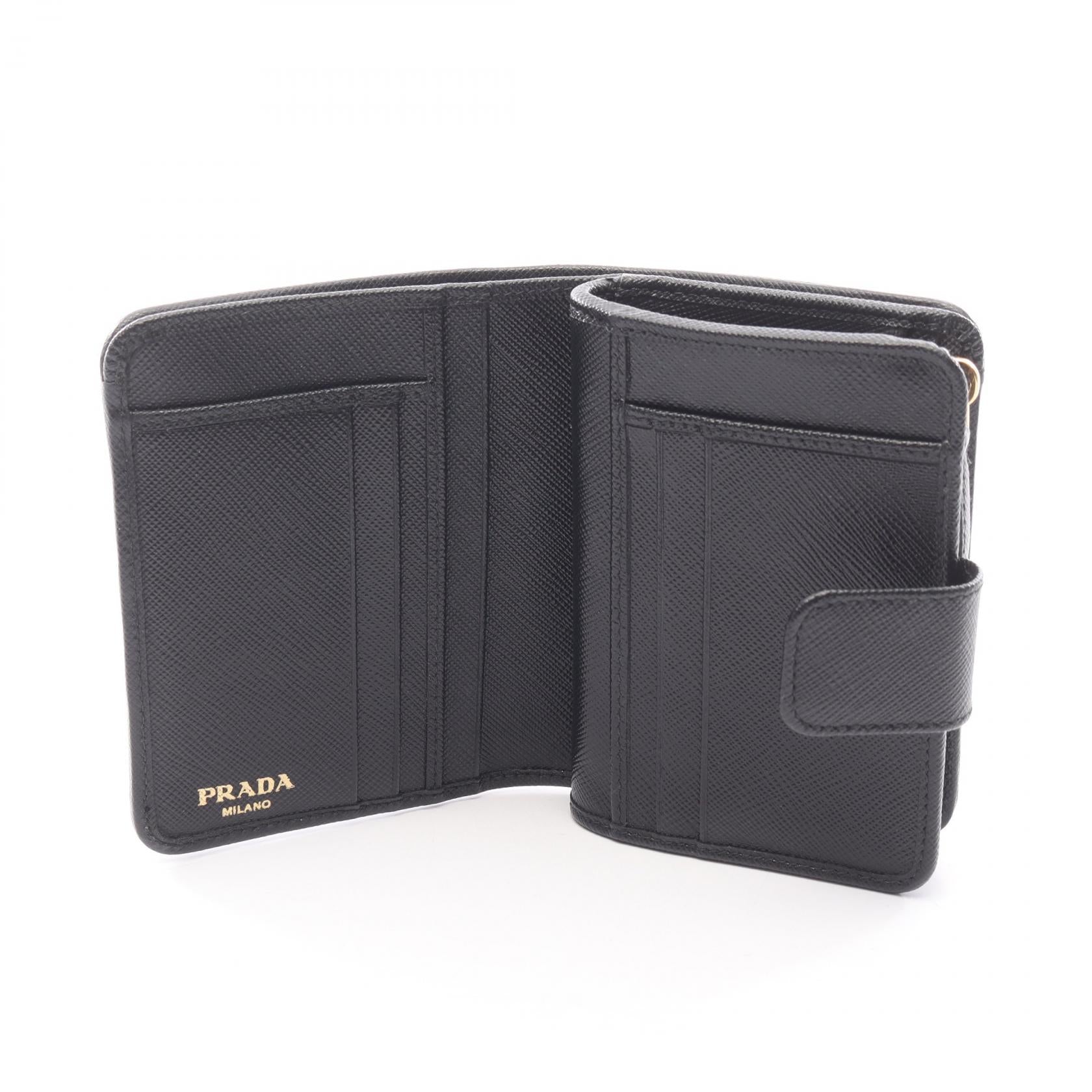 プラダ PORTAF PICCOLO LAMPO レザーナイロンキャンバス二つ折り財布