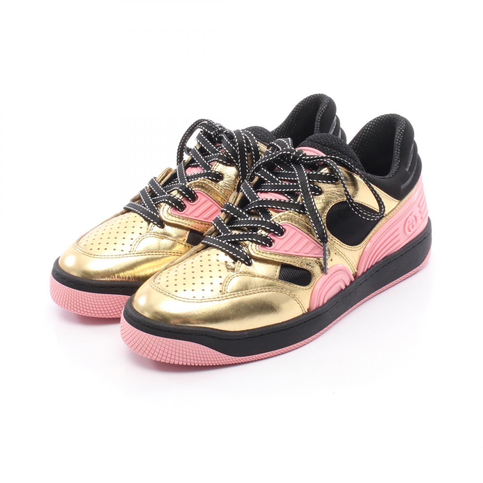 グッチ BASKET LOW レザー ラバー ファブリック スニーカー