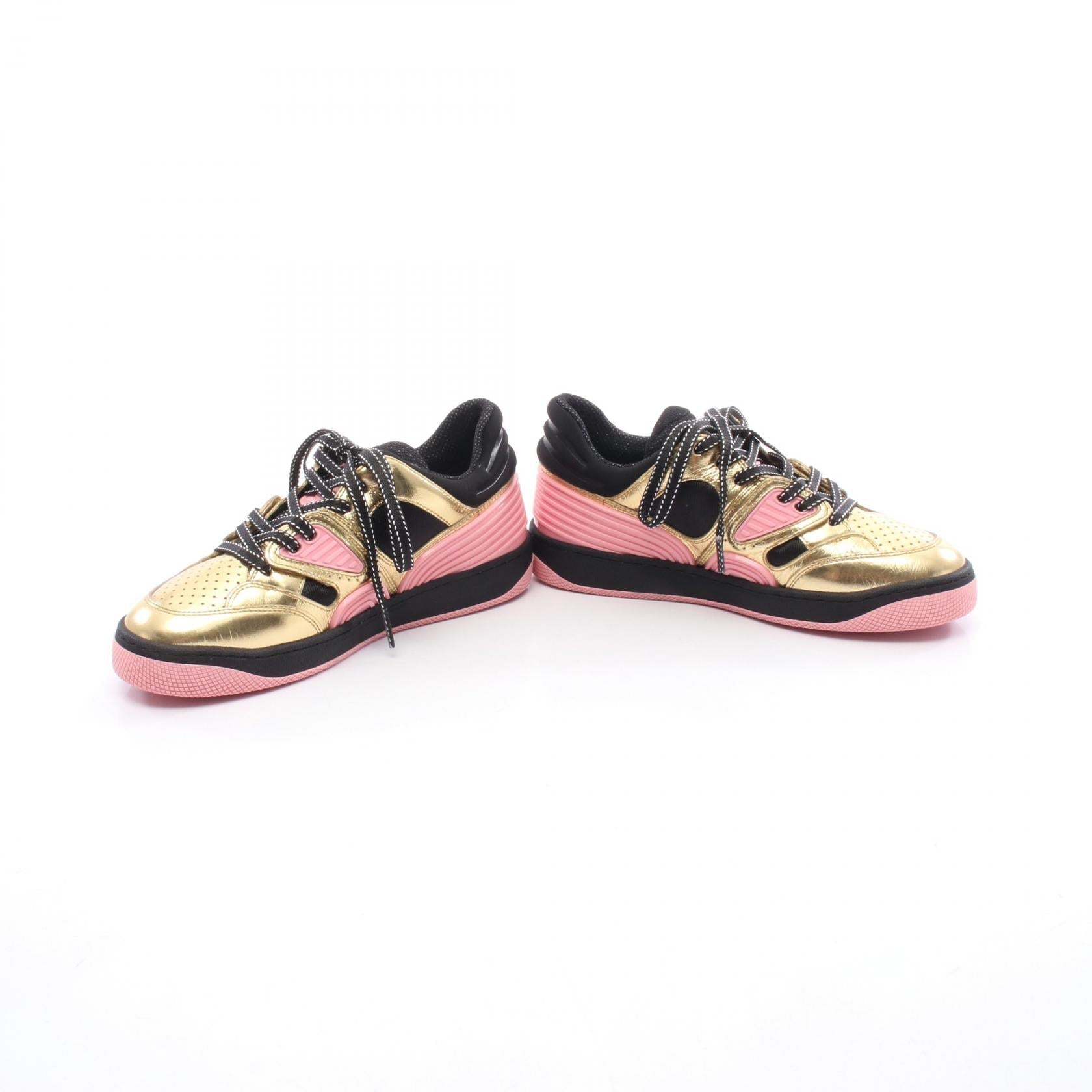 グッチ BASKET LOW レザー ラバー ファブリック スニーカー