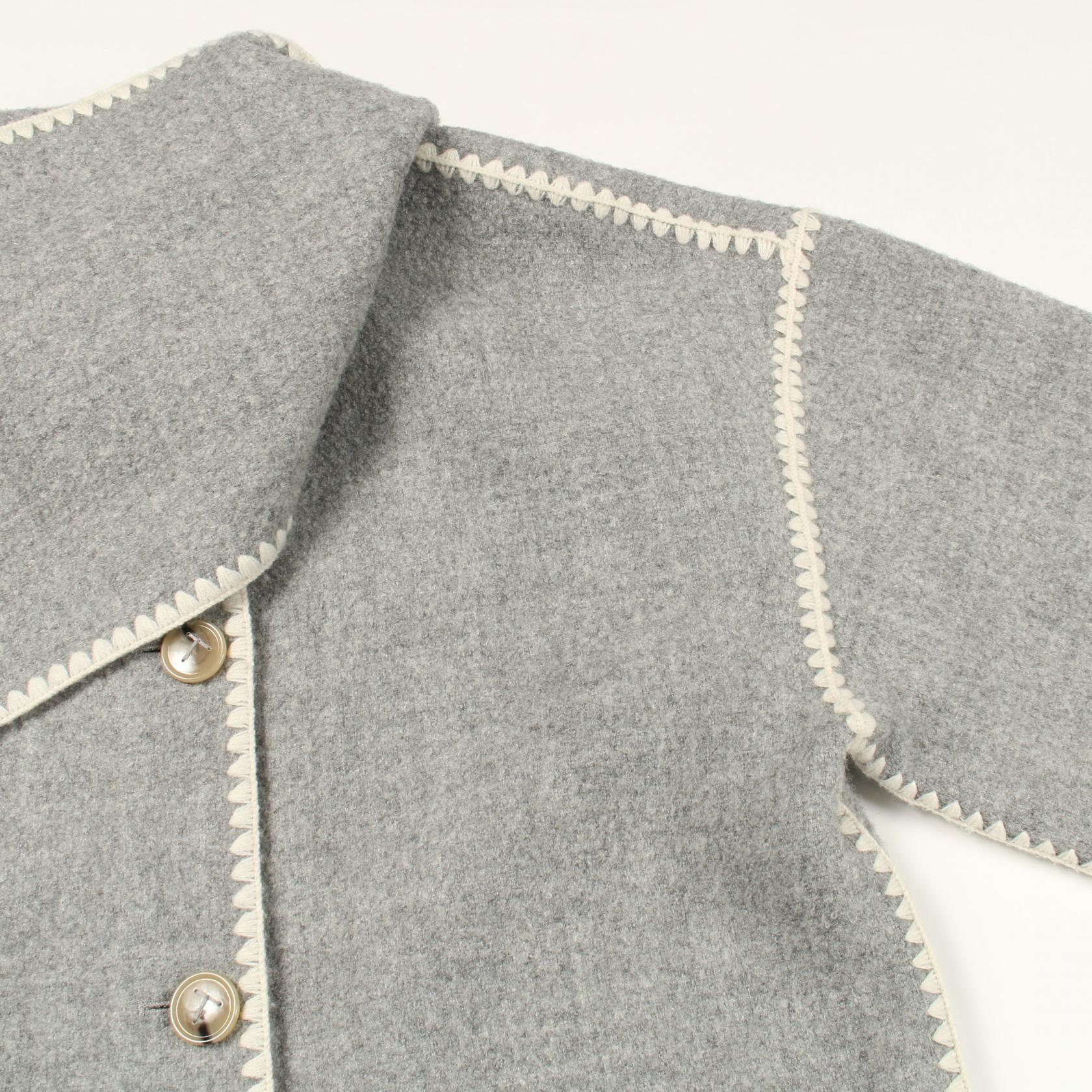 トーテム Embroidered scarf jacket ウールアウター