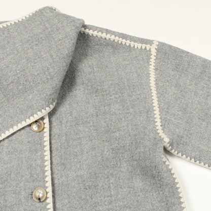 トーテム Embroidered scarf jacket ウールアウター