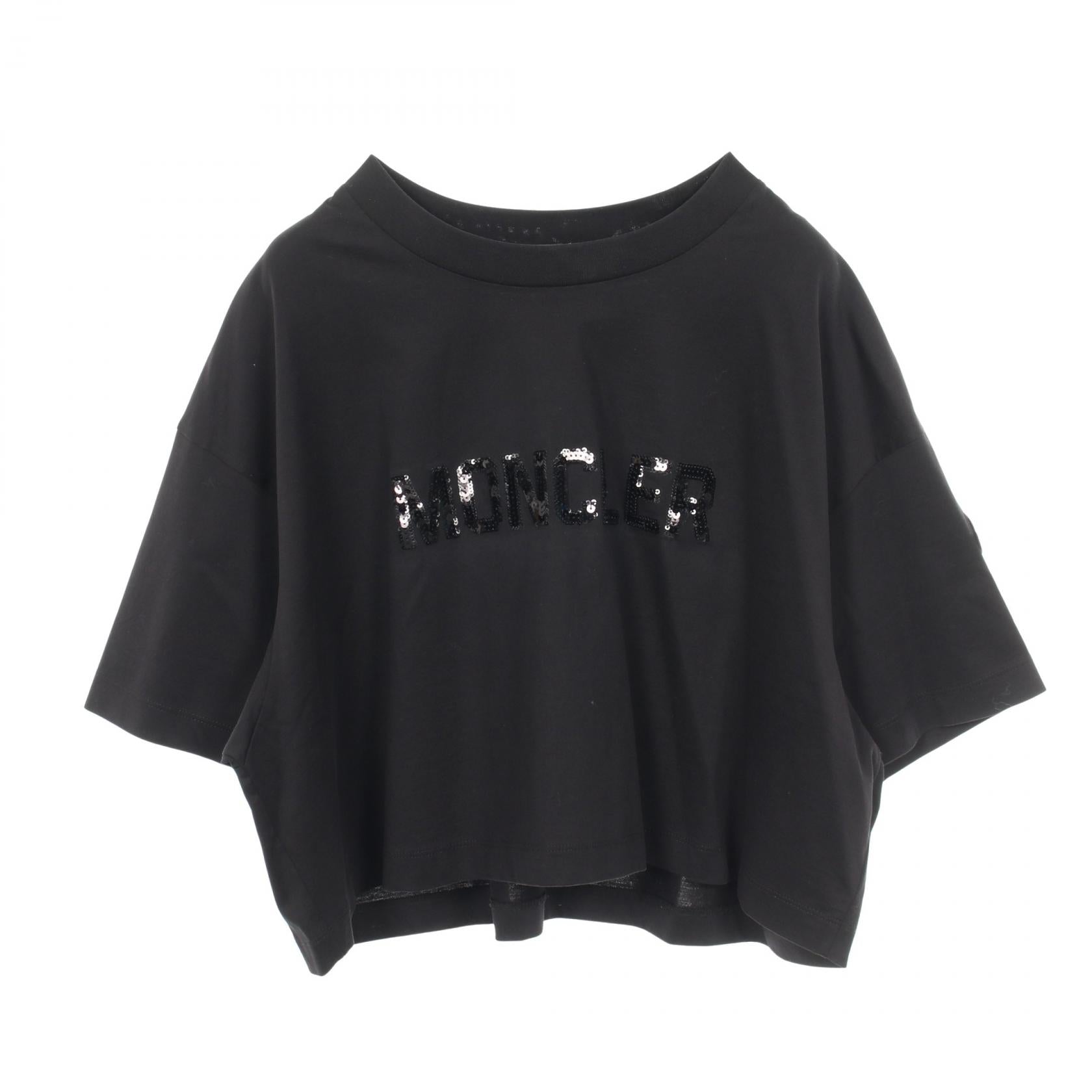 モンクレール スパンコールロゴ コットン クロップドTシャツ