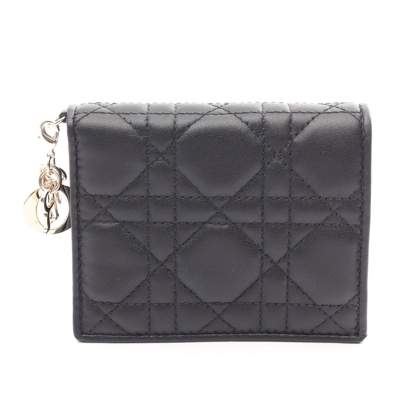 ディオール Lady Dior Gardenia レザー二つ折り財布