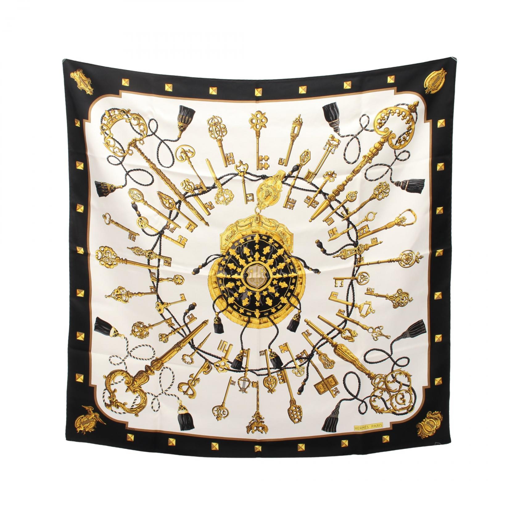 エルメス カレ90 LES CLES シルクスカーフ