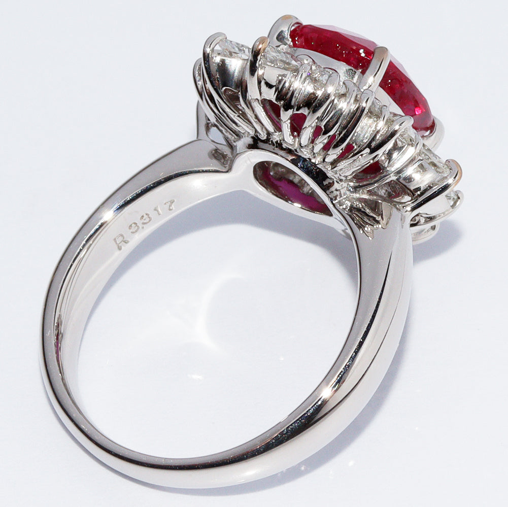 Pt900 ルビー 3.317ct ダイヤ 2.20ct リング サイズ 12.5