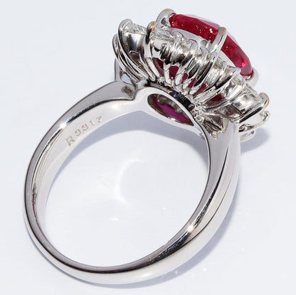 Pt900 ルビー 3.317ct ダイヤ 2.20ct リング サイズ 12.5