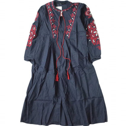 刺繍ロングシャツワンピース