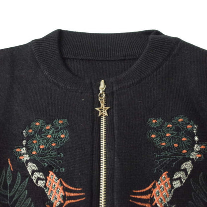 刺繍デザインニットジャケット