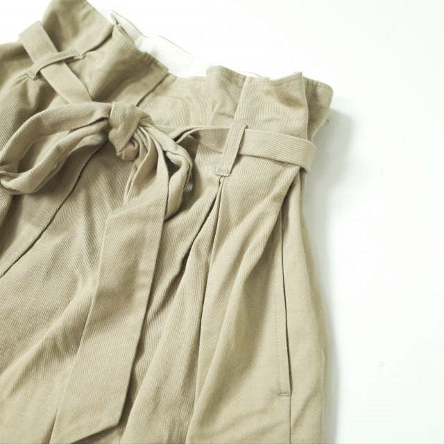 Ray BEAMS リボン タック ワイド ショーツ コットン