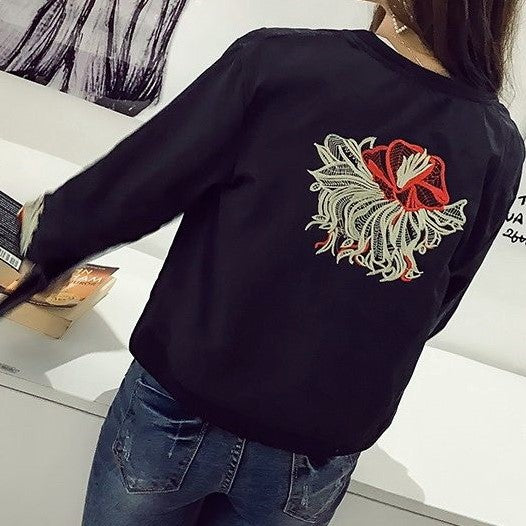 刺繍ナイロンフライトジャケット