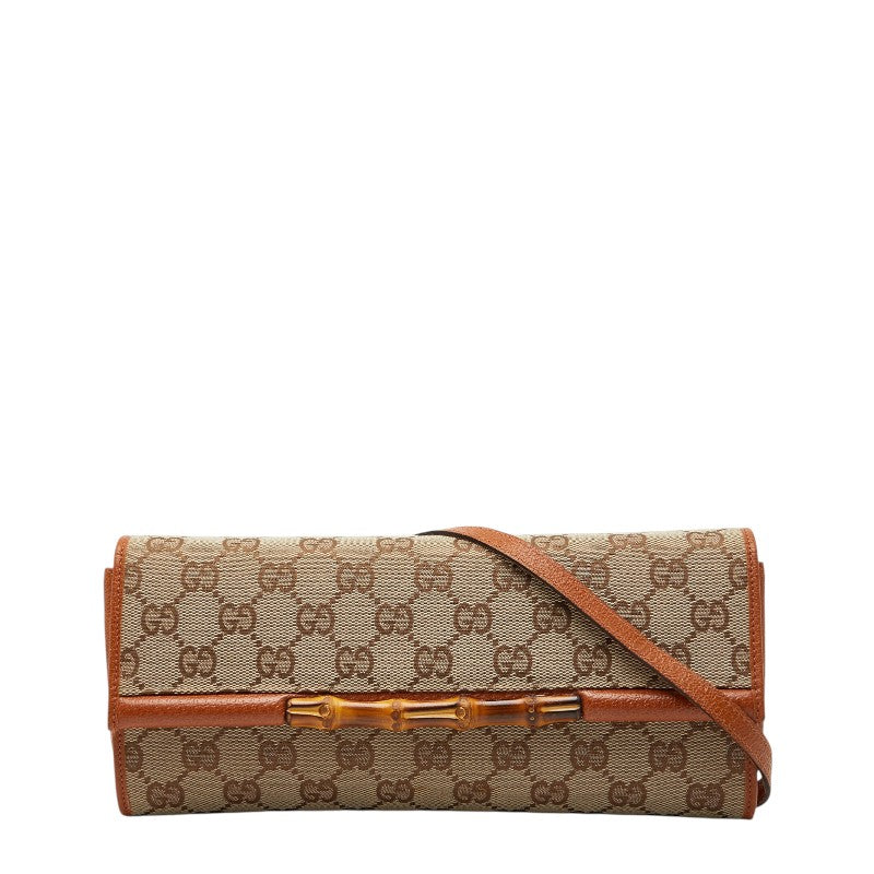 グッチ GGキャンバス バンブー キャンバスレザーショルダーバッグ