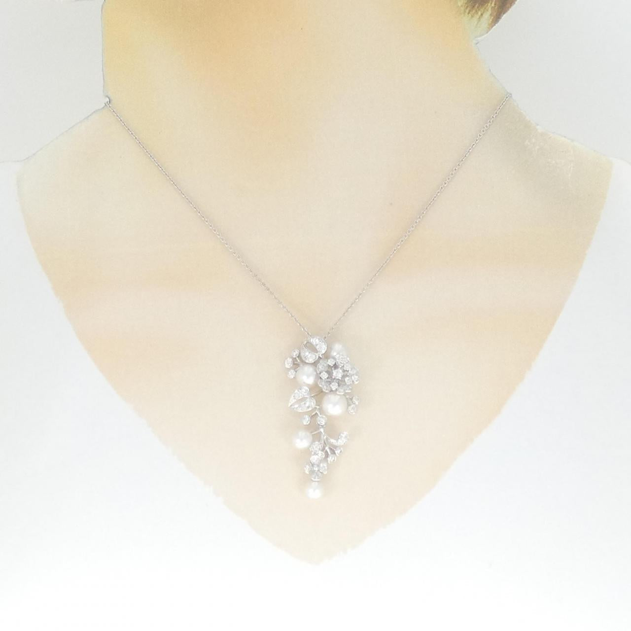 ミキモト ブルーム K18 ホワイト ゴールド ネックレス