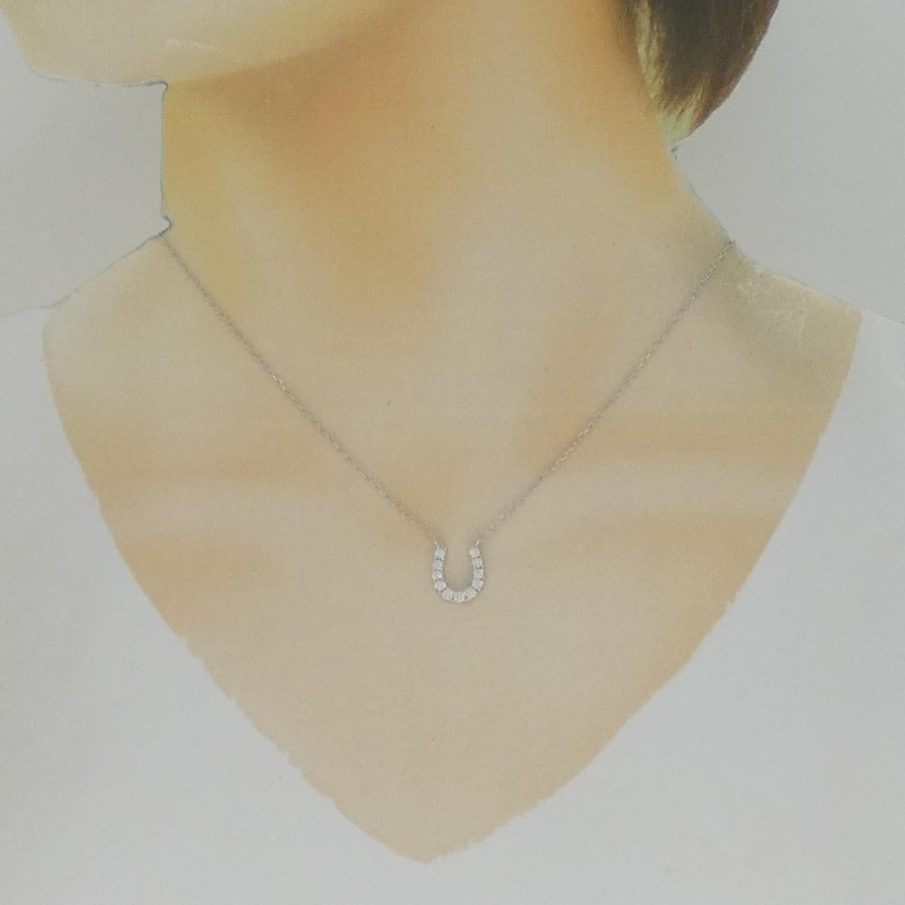 K18WG ホースシュー ダイヤモンド ネックレス