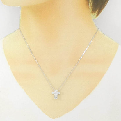 アスプレイ 18Kホワイトゴールド クロス ダイヤモンド ネックレス
