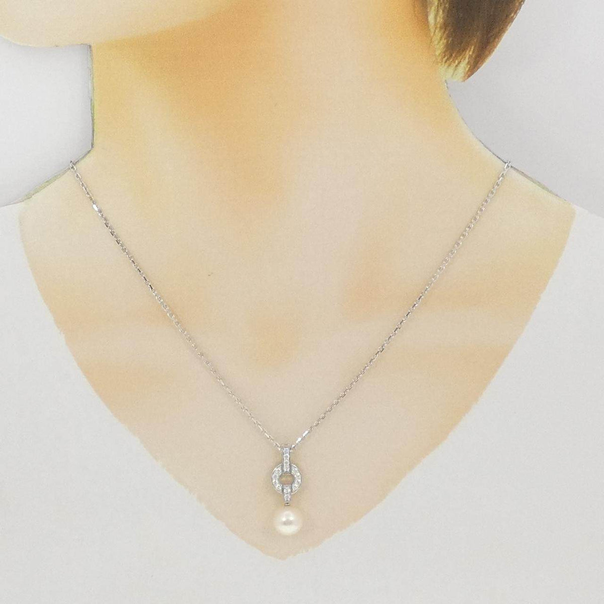 カルティエ イマリア 18Kホワイトゴールド パール ダイヤモンド ネックレス