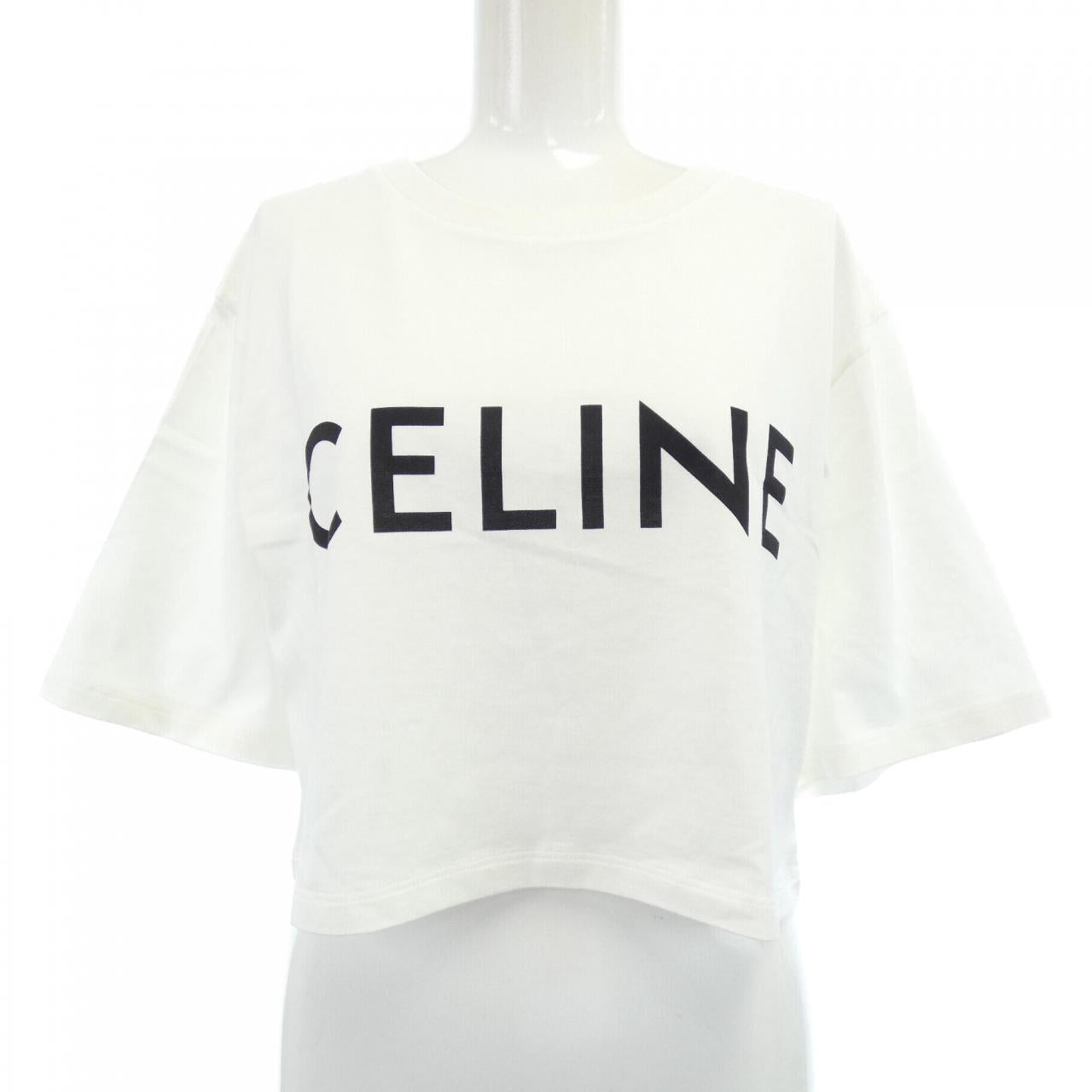 セリーヌ Celine Print クロップド コットンTシャツ