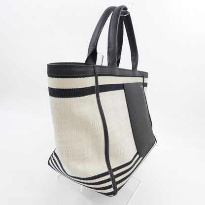 Valextra リニア ファブリック カーフスキン キャンバス トートバッグ