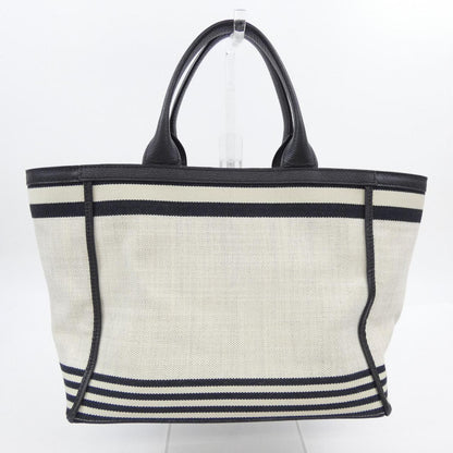 Valextra リニア ファブリック カーフスキン キャンバス トートバッグ