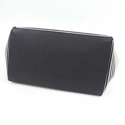 Valextra リニア ファブリック カーフスキン キャンバス トートバッグ