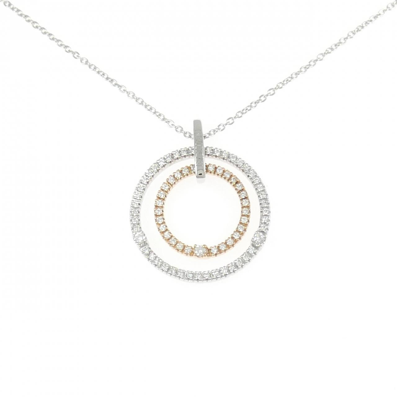 Damiani Circles 750 ホワイト/ピンク ゴールド ネックレス