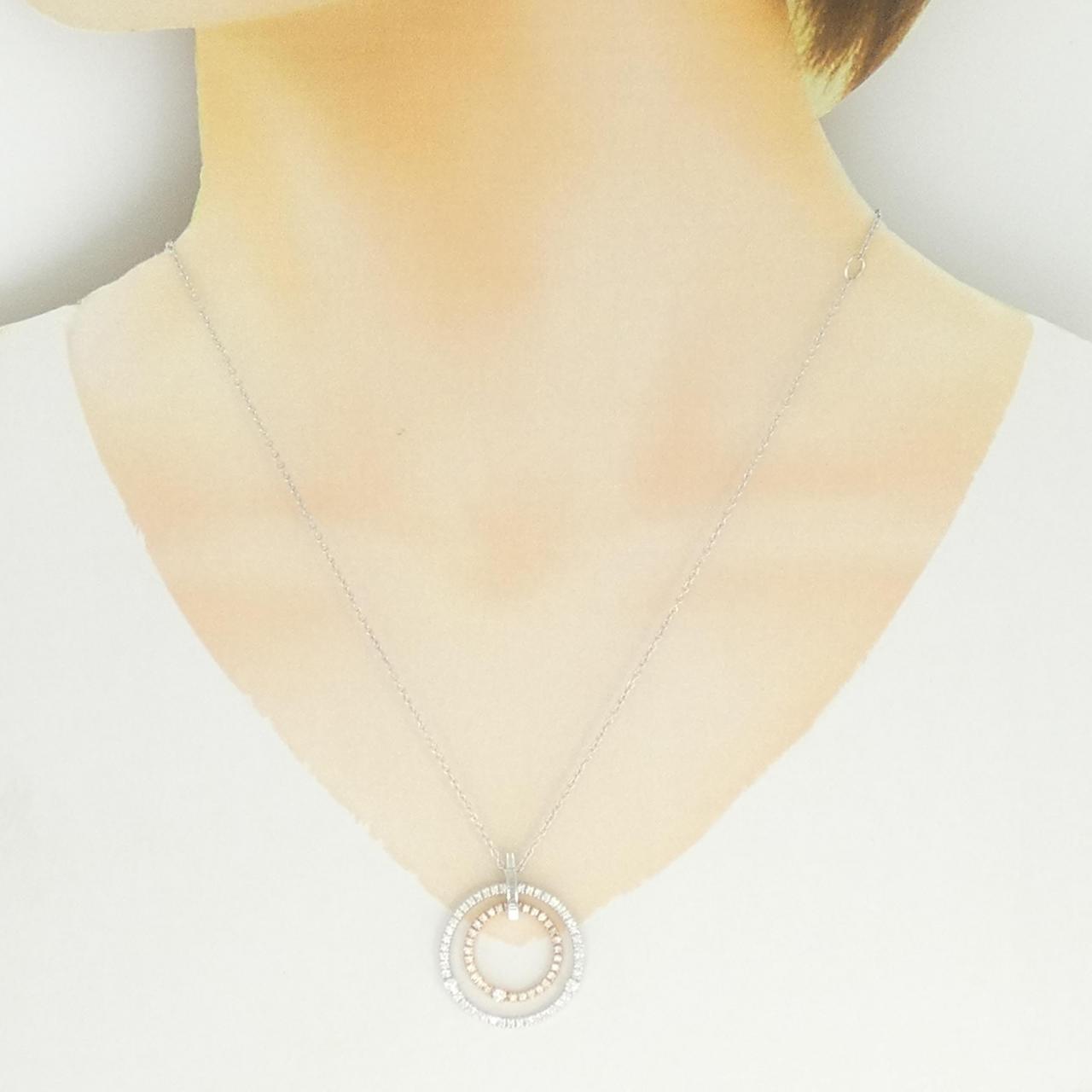 Damiani Circles 750 ホワイト/ピンク ゴールド ネックレス