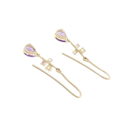 14Kイエローゴールドカラーストーンピアス